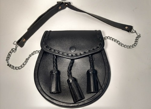 Black leather scottish - black, sporran