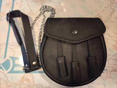 Sporran black leather type - black, 3