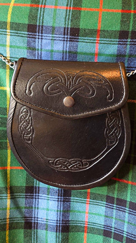 Black leather sporran - leather, pouch