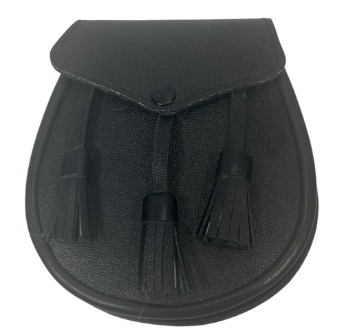 Black leather sporran - black,