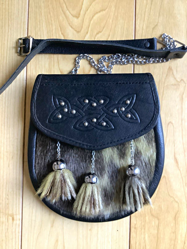 Vintage sporran black - , leather