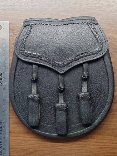 Black leather day sporran - black,