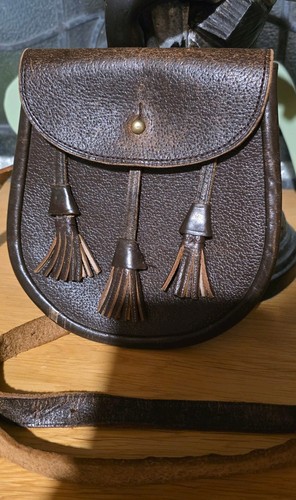 Vintage leather sporran brown - leather,